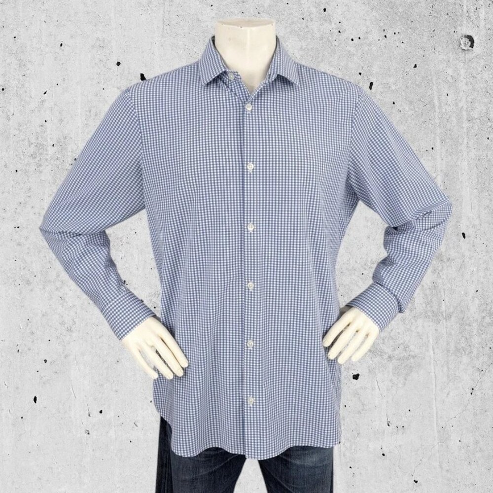 Mizzen + Main Shirt Size XXL Trim Fit Blue Blue Small Gingham